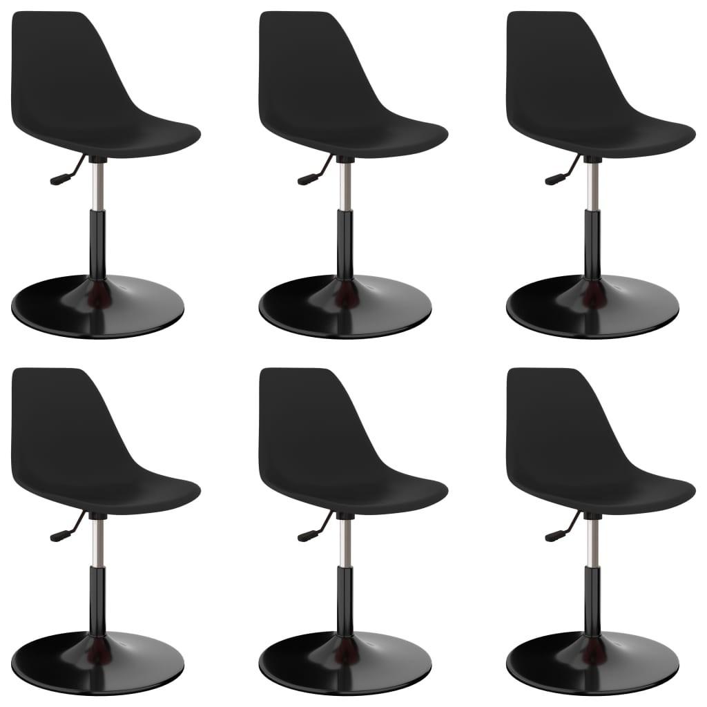 Drejelige spisebordsstole 6 stk. PP sort