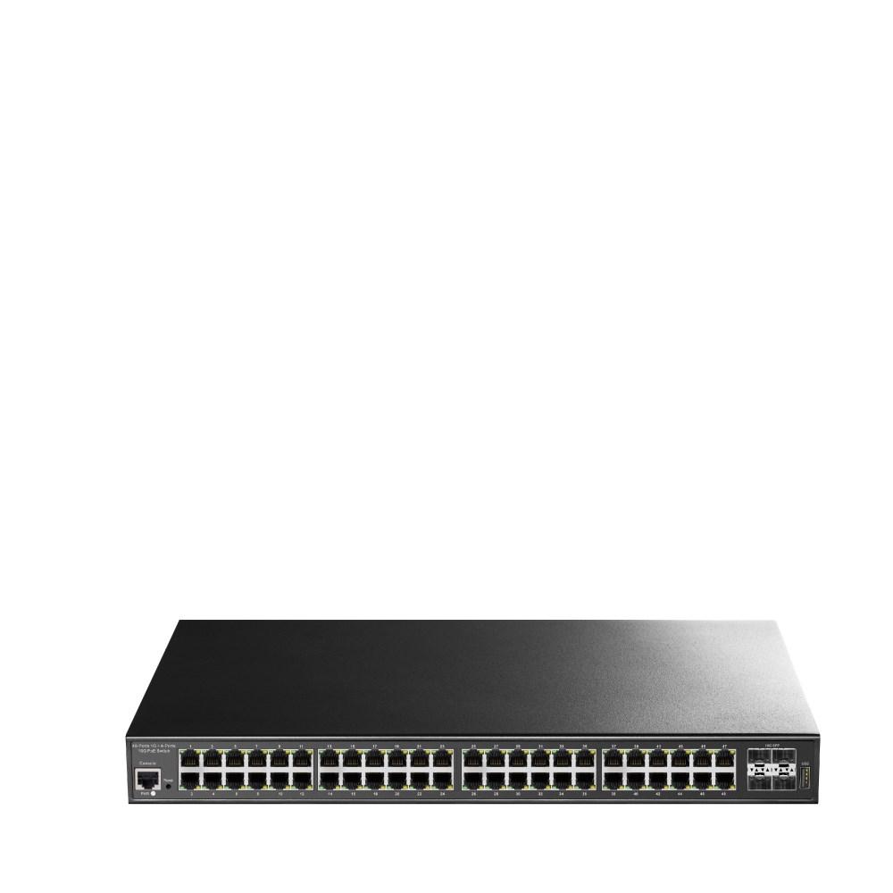 Managed PoE+ gigabit switch – Cudy GS2048PS4, 48 porte, 4× SFP+, 720 W, sort billede