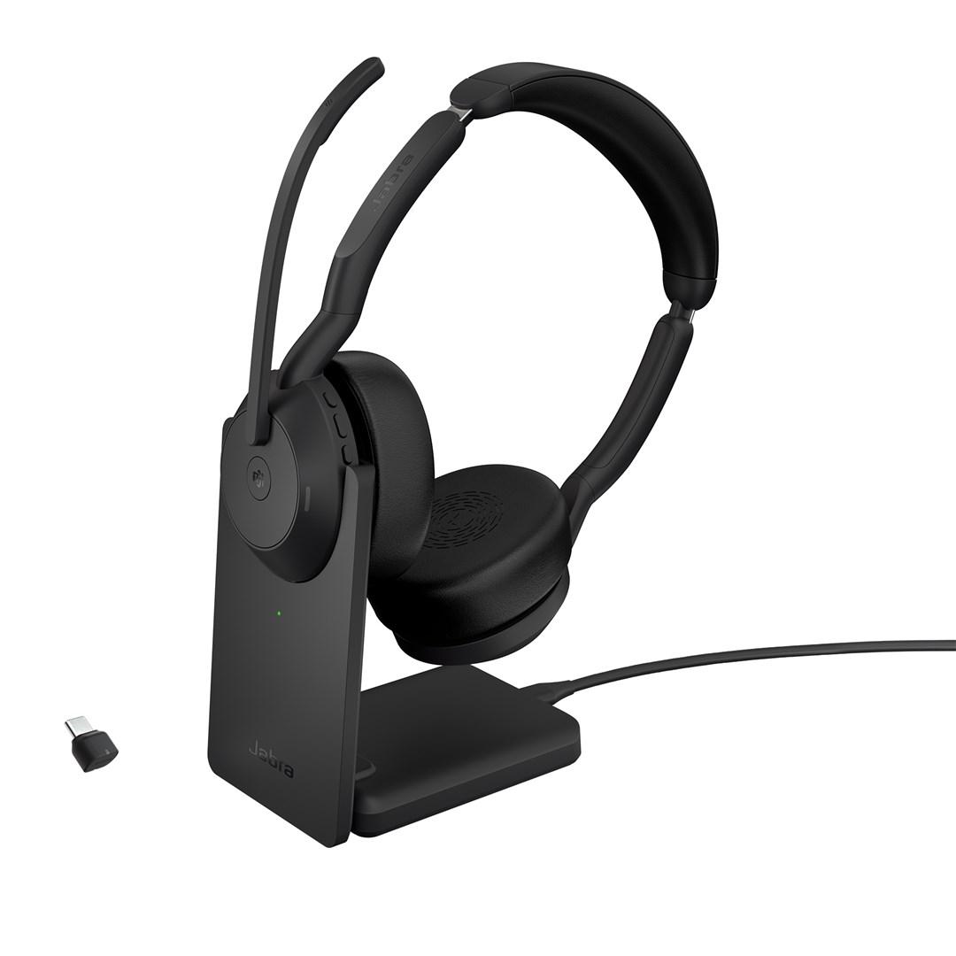 Trådløst headset Jabra Evolve2 55 MS Stereo med ladestand (Link380c USB-C) billede