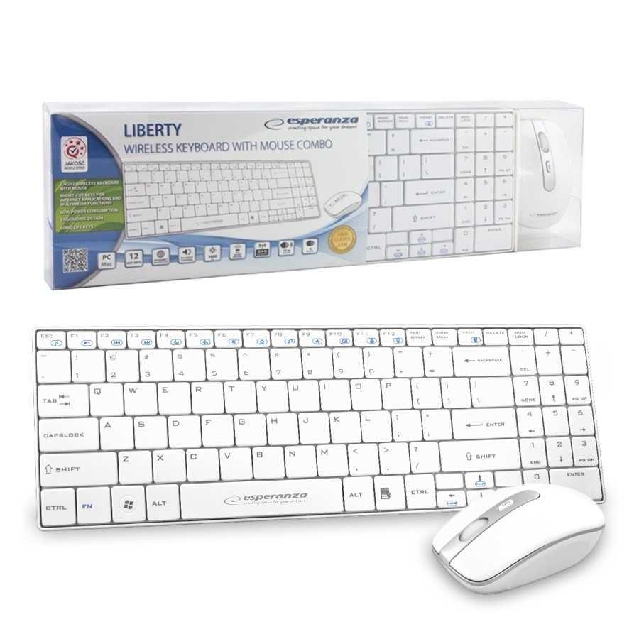Trådløst tastatur med mus - Esperanza EK122W, QWERTY, hvid billede