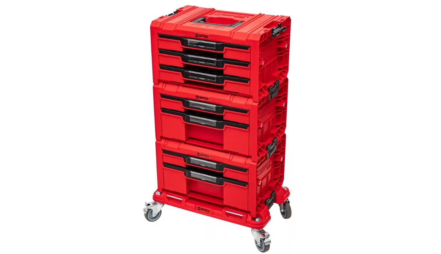 Værktøjskasse system med skuffer - QBRICK System PRO Drawer Workshop Set 3, rød, Ultra HD Custom billede