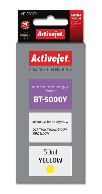 Blækflaske til printer – Activejet AB-5000Y, gul, 50 ml, kompatibel med Brother BT-5000Y billede