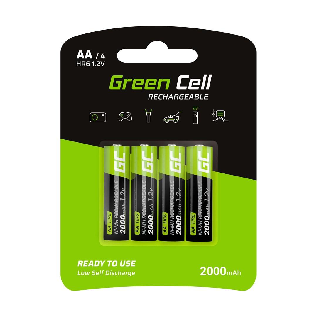 AA genopladelige batterier 2000 mAh – Green Cell NiMH (2 stk) billede