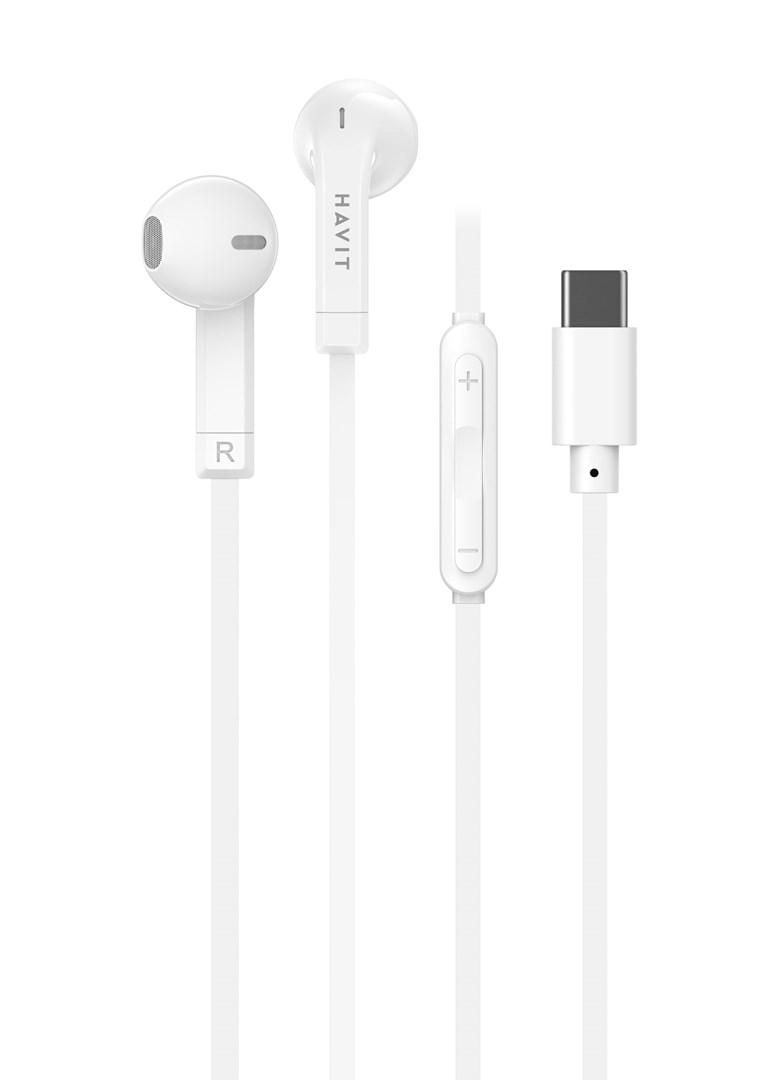 Høretelefoner med kabel Havit E336C – USB-C, hvid billede