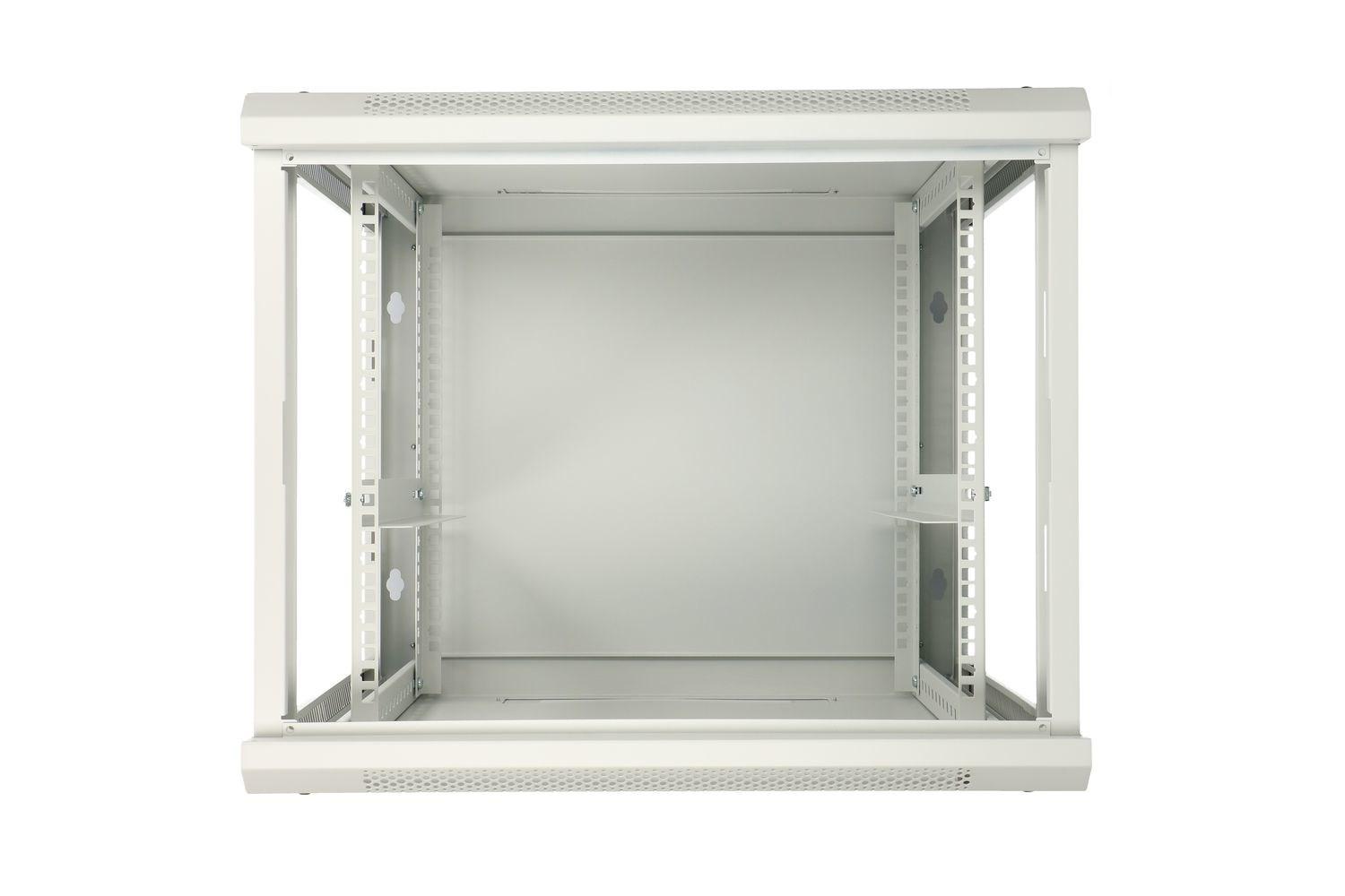 Extralink 12U vægmonteret rackskab 600 x 600 mm - grå, 19 tommer med ståldør og nøglelås