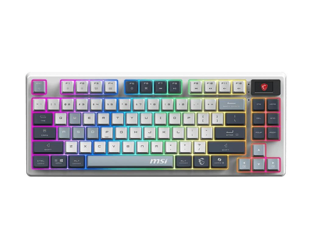 Gaming tastatur MSI FORGE GK600 TKL Wireless SKY - mekanisk RGB, USB + Bluetooth, UK QWERTY (blå/hvid) billede