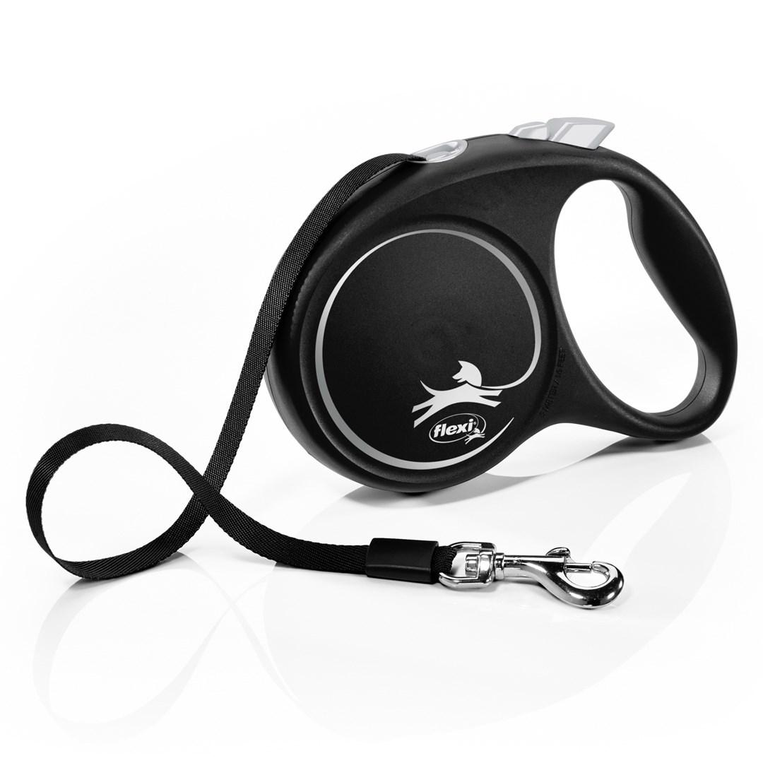 Fleksirulleline til hund - flexi Black Design M, 5 m (sort)