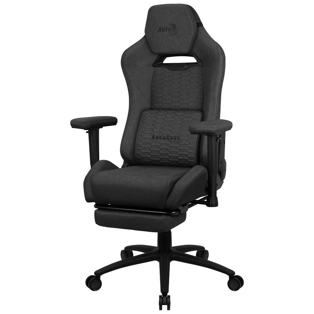 Gamerstol Aerocool Royal Ash - ergonomisk premium med benstøtte, Aeroweave, sort billede