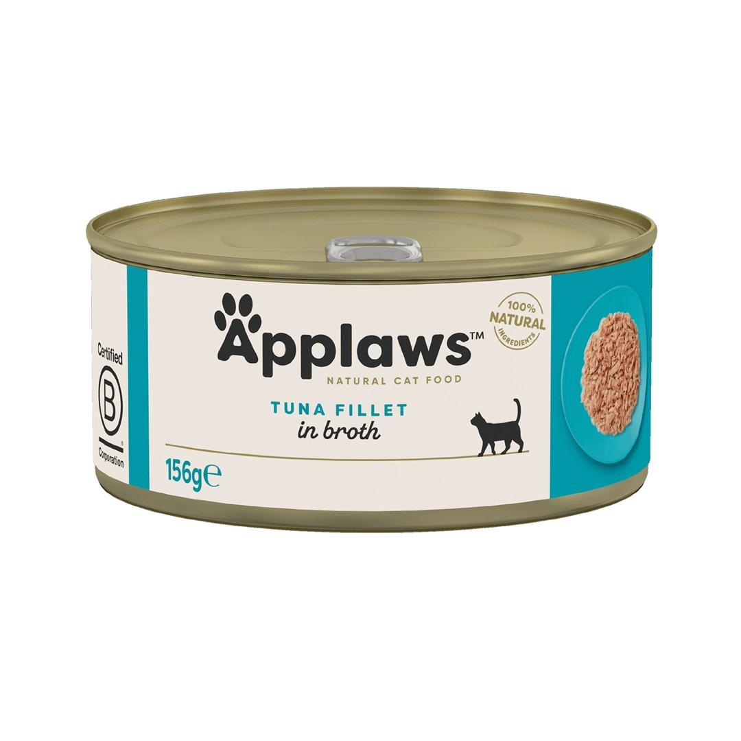Vådfoder til kat – Applaws tunfilet i bouillon 156 g billede