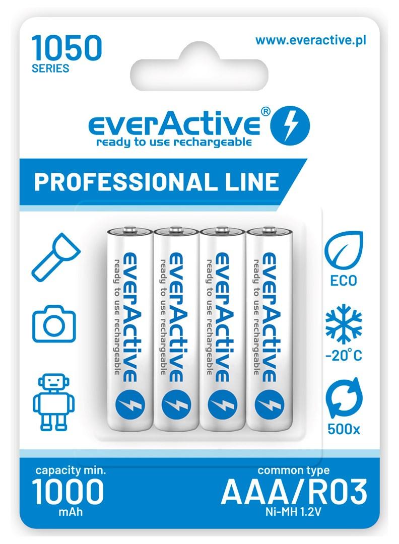 Genopladelige batterier AAA Ni-MH 1050 mAh – everActive Professional Line (4-pak) billede