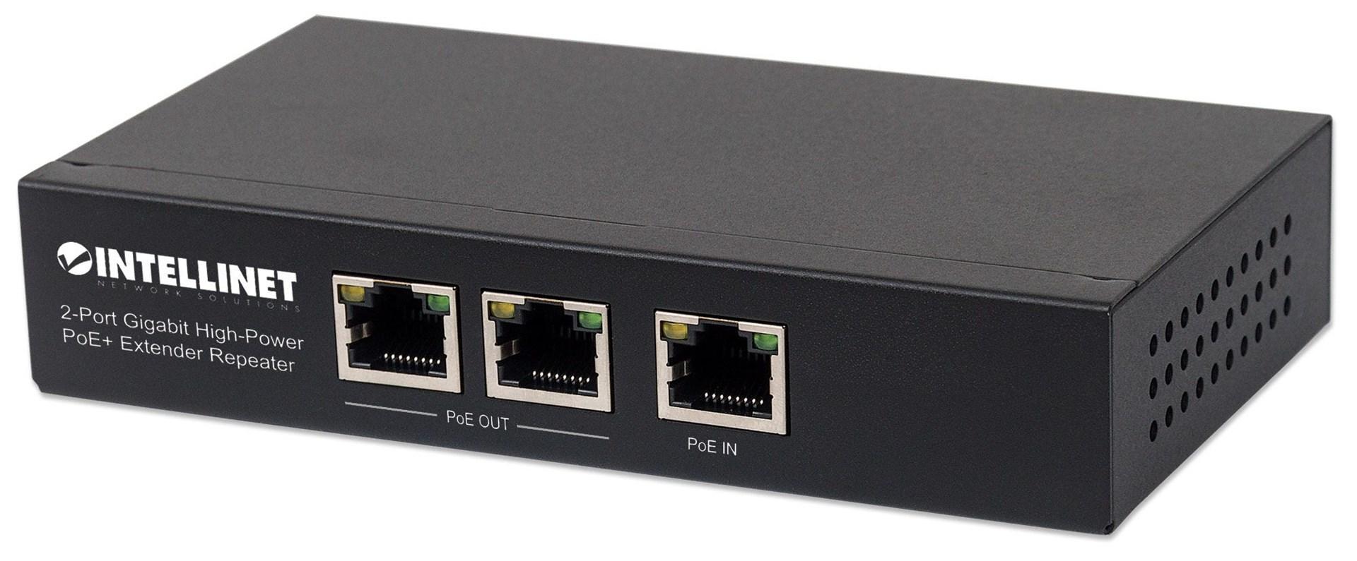 PoE+ extender repeater 2-port gigabit - Intellinet, metal billede