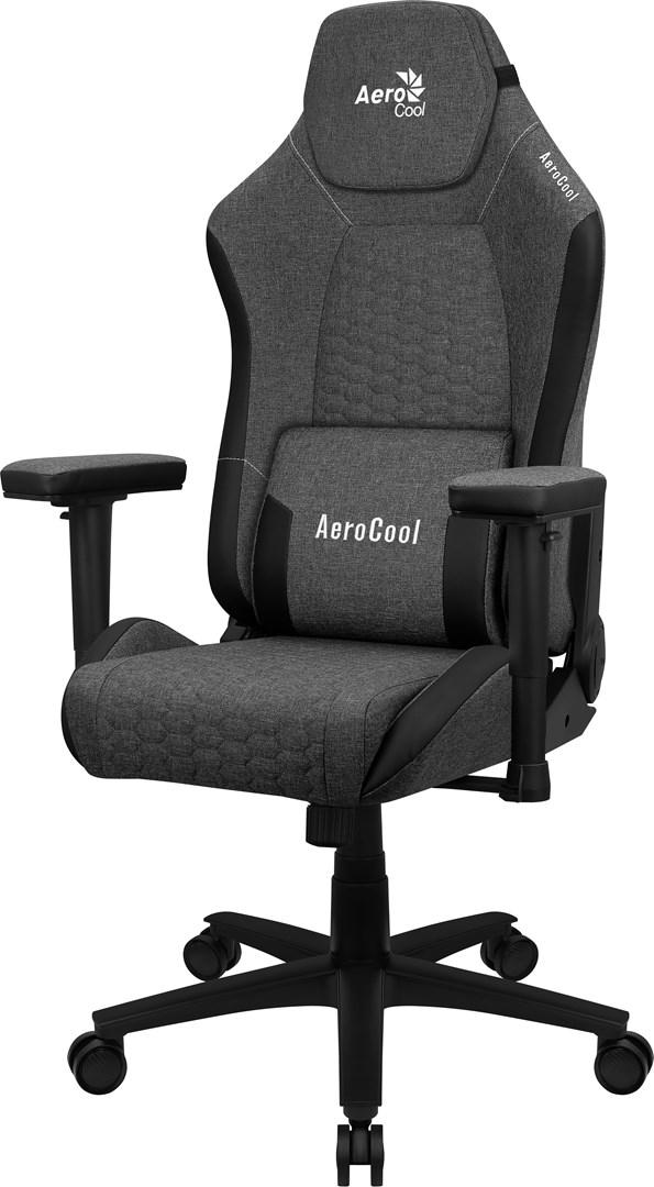 Gamerstol Aerocool Crown ASH - ergonomisk, justerbare puder, AeroWeave, sort billede