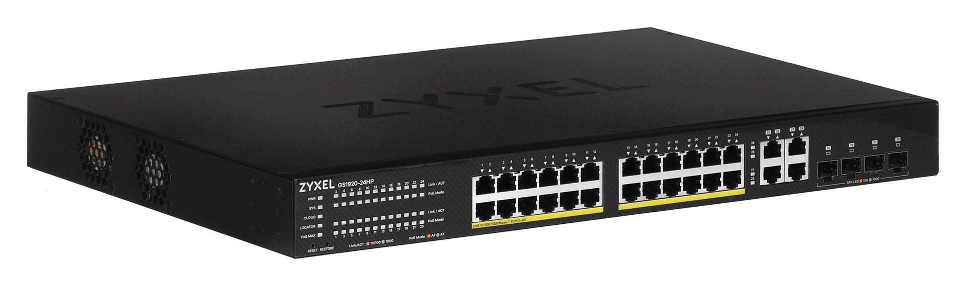 Netværksswitch Zyxel GS1920-24HPv2 - Managed Gigabit PoE, sort