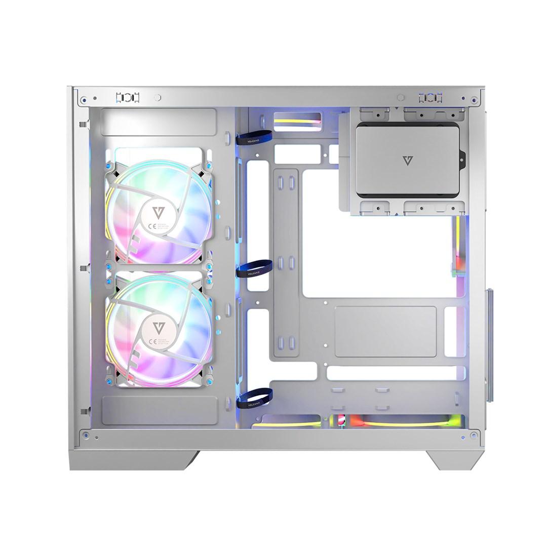 PC kabinet MODECOM Volcano Panorama ARGB 5F - midi, hvid billede