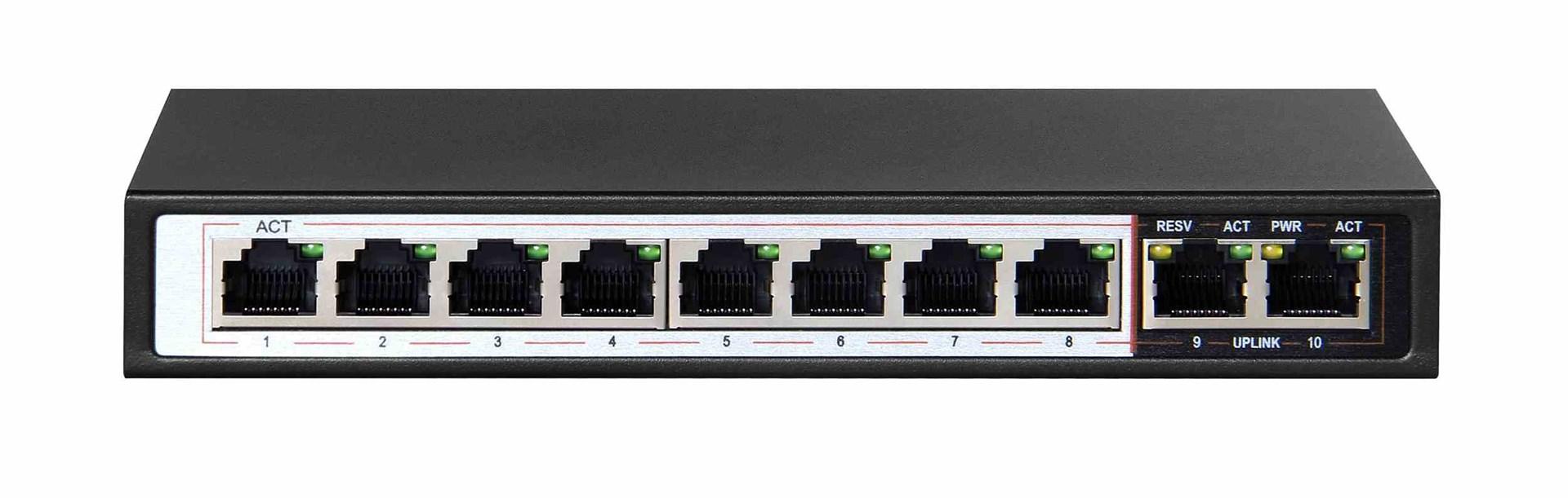 Netværksswitch Extralink PoE CERES – 8x 10/100 PoE/PoE+, 2x 10/100 uplink, 96 W billede