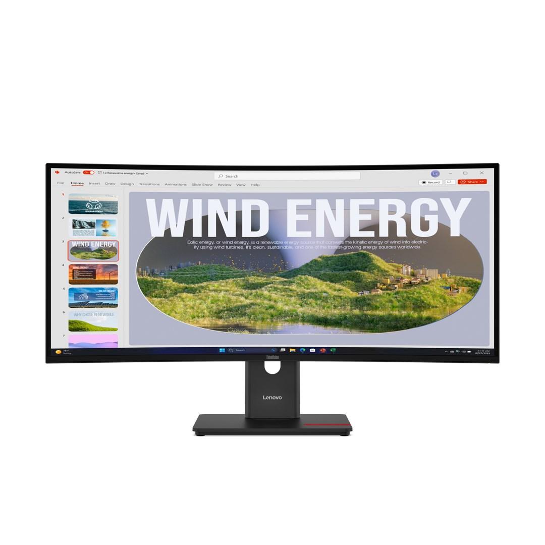 Skærm 34" ultrabred - Lenovo ThinkVision T34w-40, 3440×1440, 120 Hz, buet, sort