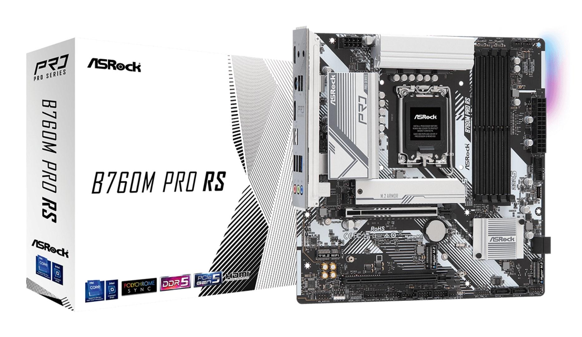 Bundkort Asrock B760M Pro RS - Intel B760, LGA 1700, micro ATX