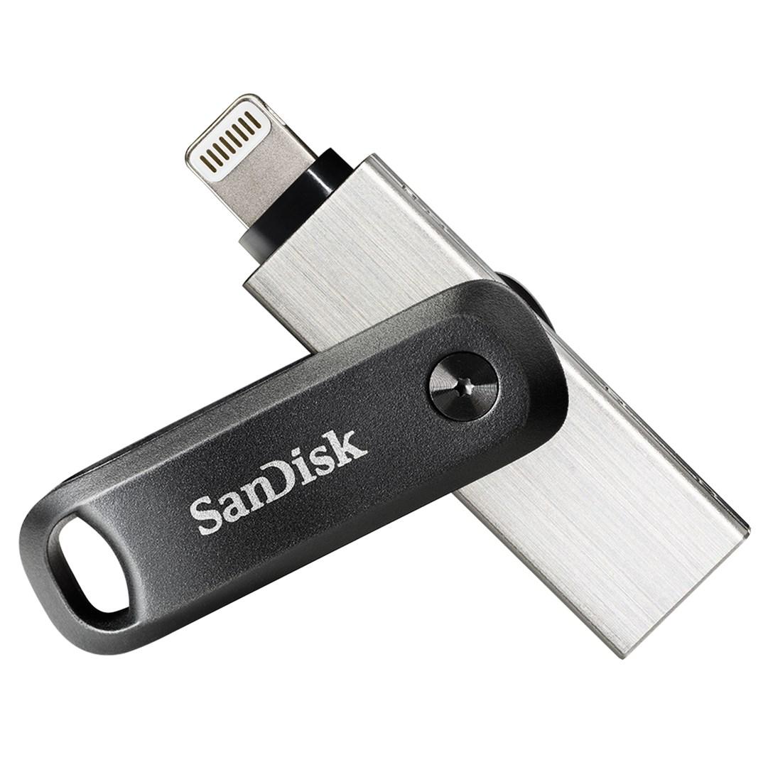 SanDisk iXpand Flash Drive Go 128 GB USB-stik med USB Type-A og Lightning - sort/sølv