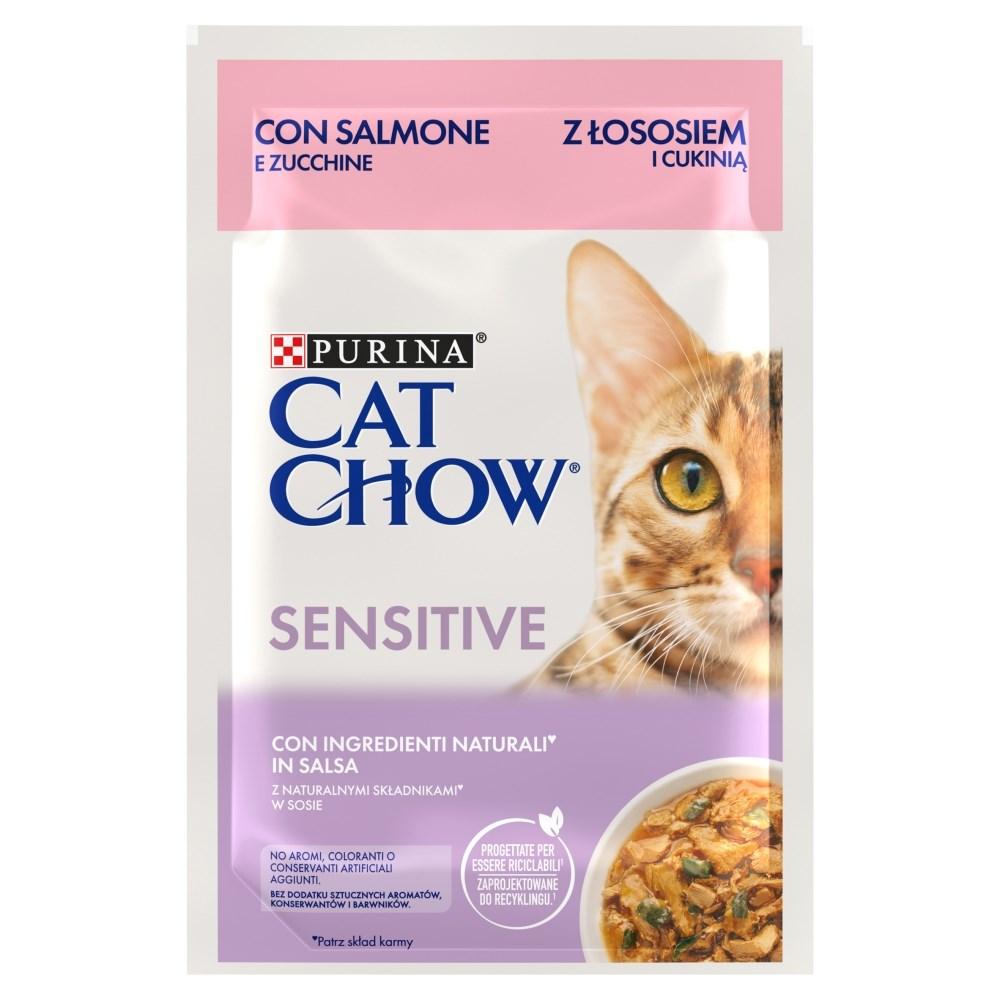 Kattemad vådfoder Purina Cat Chow Sensitive med laks og zucchini i sauce - 85 g billede