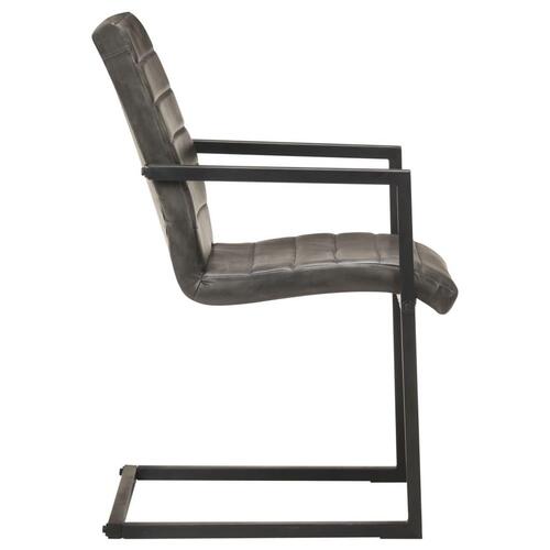 Spisebordsstole 6 stk. med cantilever-design ægte læder grå