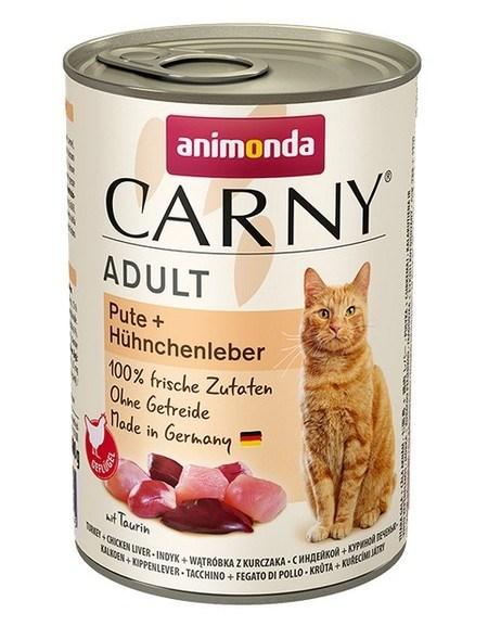 Vådfoder til kat – Animonda Carny Adult Kalkun med kyllingelever 400 g billede