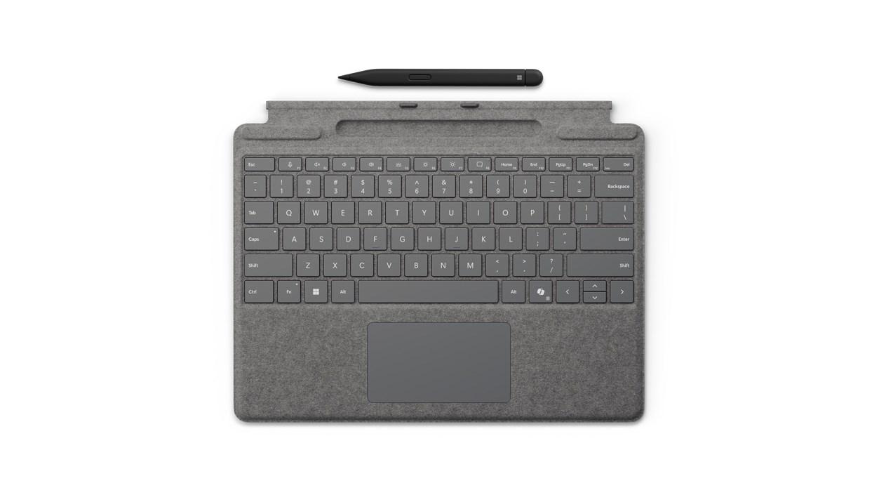 Tastaturcover til tablet Microsoft Surface Pro med Slim Pen – tysk QWERTZ, Microsoft Cover-port, Platinum billede