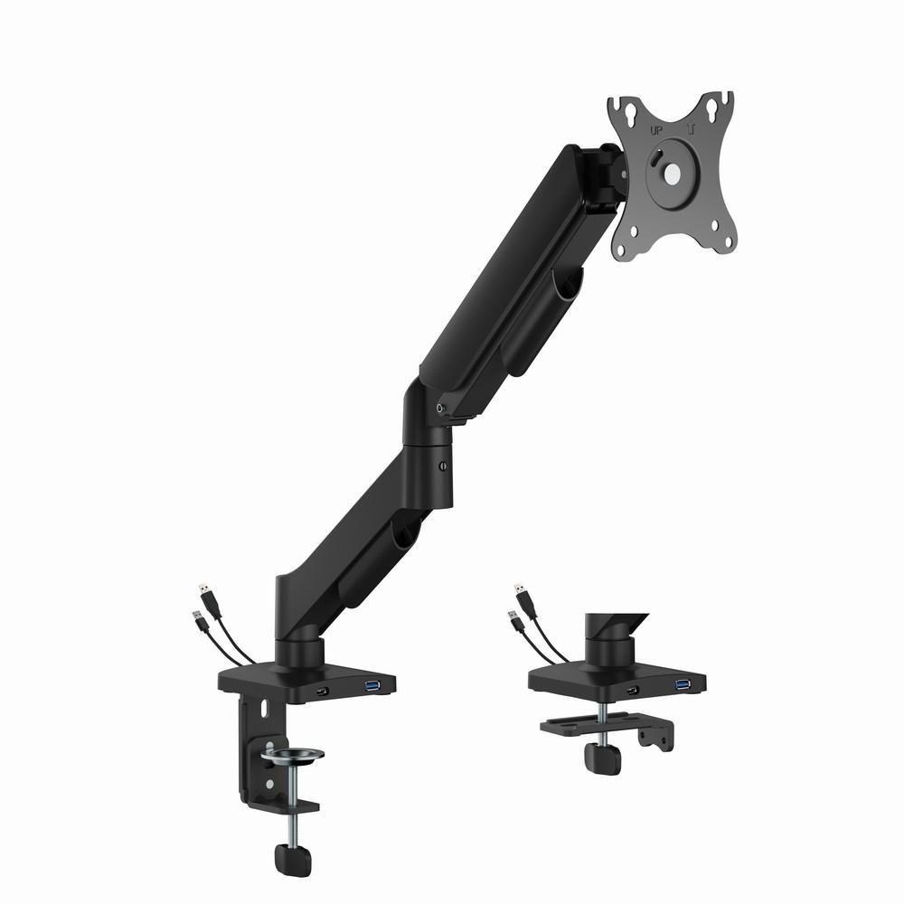 SkÃ¦rmarm til skrivebord - Gembird, justerbar med USB-porte, 17-32", sort billede