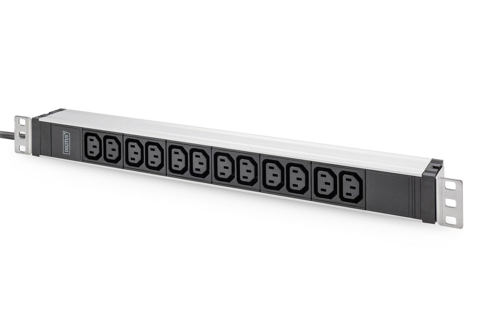 DIGITUS - Strømfordelingsenhed (rackversion) - AC 230 V - 3600 VA - 1-faset - input: power CEE 7/7 - output-stikforbindelser: 12 (IEC 60320 C13 10 A) - 1U - 19 - 2 m ledning