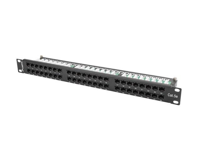 Patchpanel 1U – Lanberg PPU5-1048-B, 48 porte, Cat5e billede