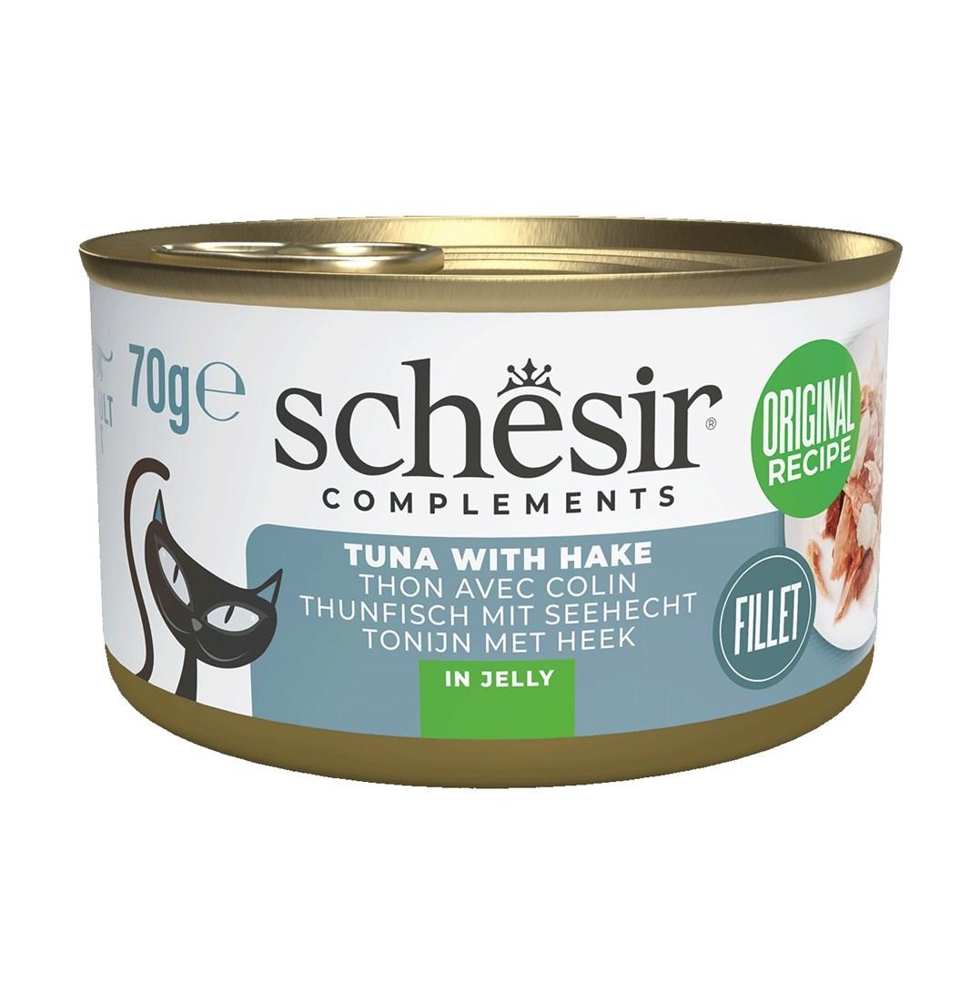 Vådfoder til kat – Schesir Complements tun med kulmule i gelé 70 g billede