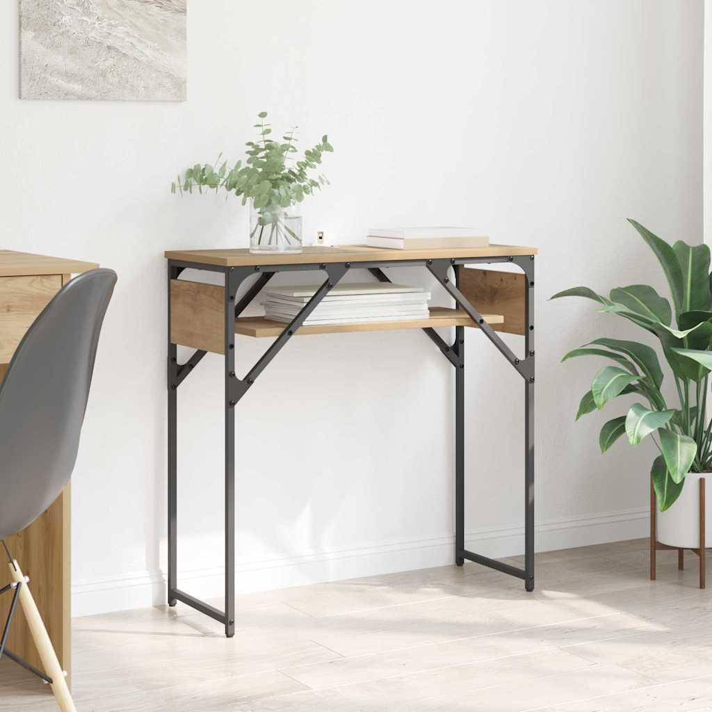 Konsolbord artisan eg 75x30x75cm Konstrueret træ billede
