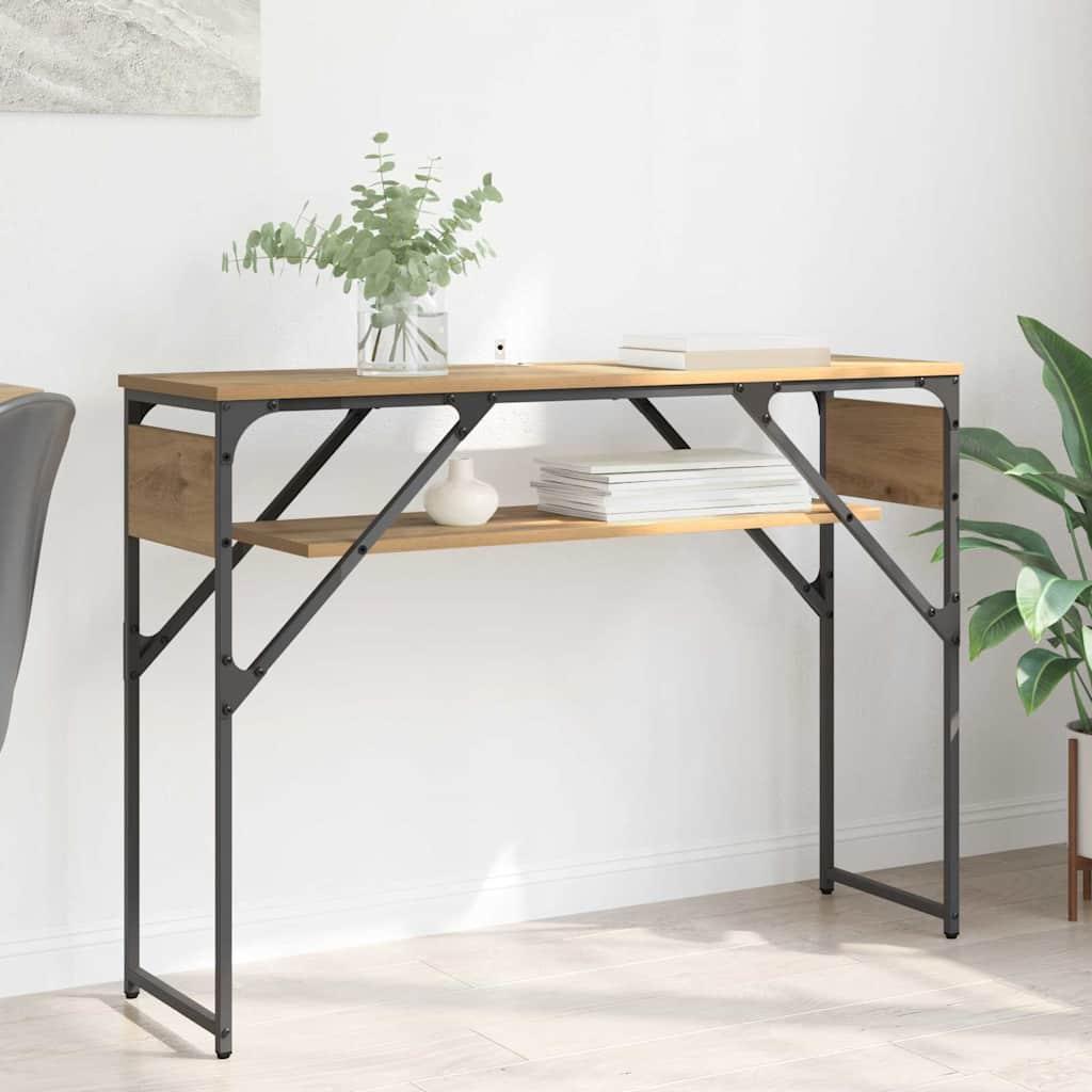 Konsolbord Artisan Egetræ 105x30x75cm Konstrueret træ billede