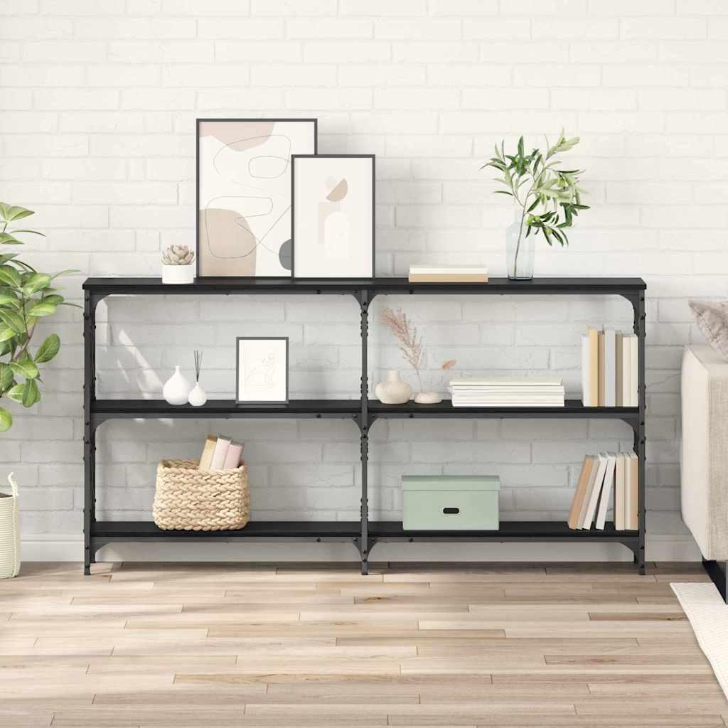 Konsolbord Sort eg 156 x 28 x 80,5 cm Konstrueret træ billede