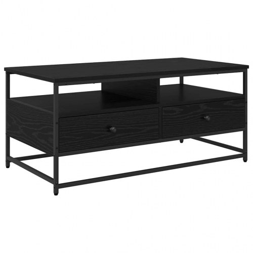 Sofabord med skuffe i sort eg - 100 × 51 × 45 cm, konstrueret træ