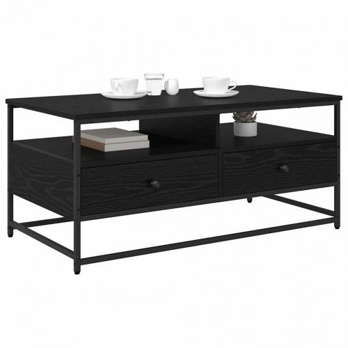 Sofabord med skuffe i sort eg - 100 × 51 × 45 cm, konstrueret træ