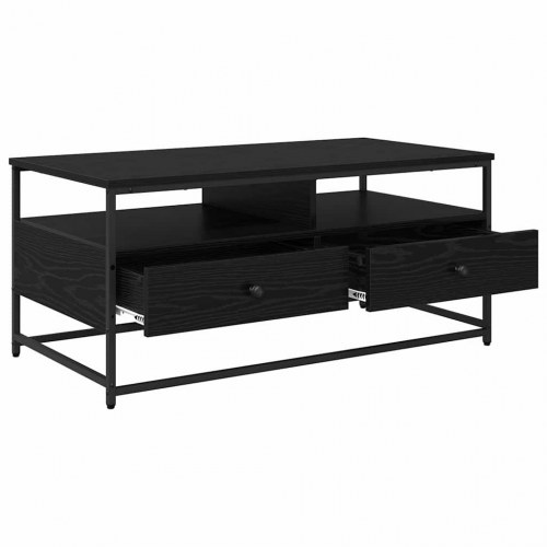 Sofabord med skuffe i sort eg - 100 × 51 × 45 cm, konstrueret træ