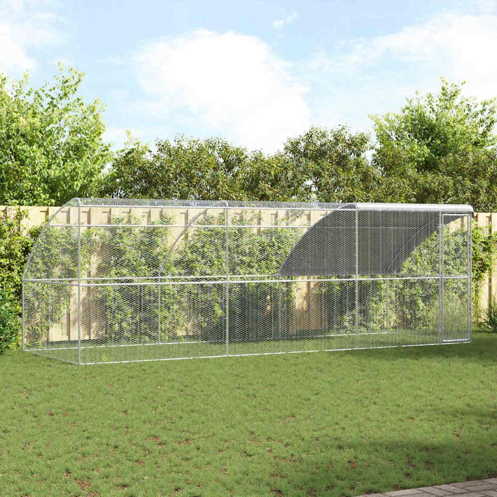Hønsebur 3 stk - sølv 600 × 200 × 200 cm i stål og PE billede