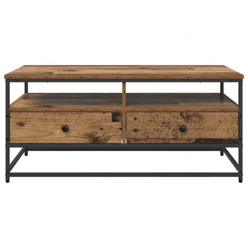 Sofabord i konstrueret træ - gammelt træ, 100 × 51 × 45 cm med skuffer og hylder