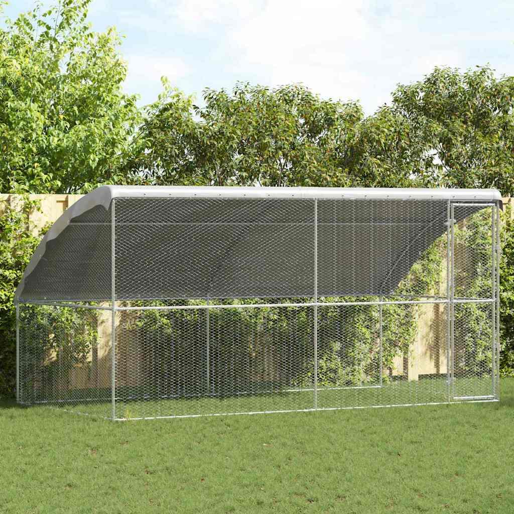 Hønsebur 2 stk - galvaniseret stål, sølv, 400 × 200 × 200 cm billede