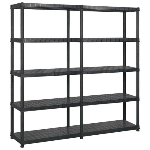 Opbevaringsreol 5 hylder 170x40x185 cm plastik sort