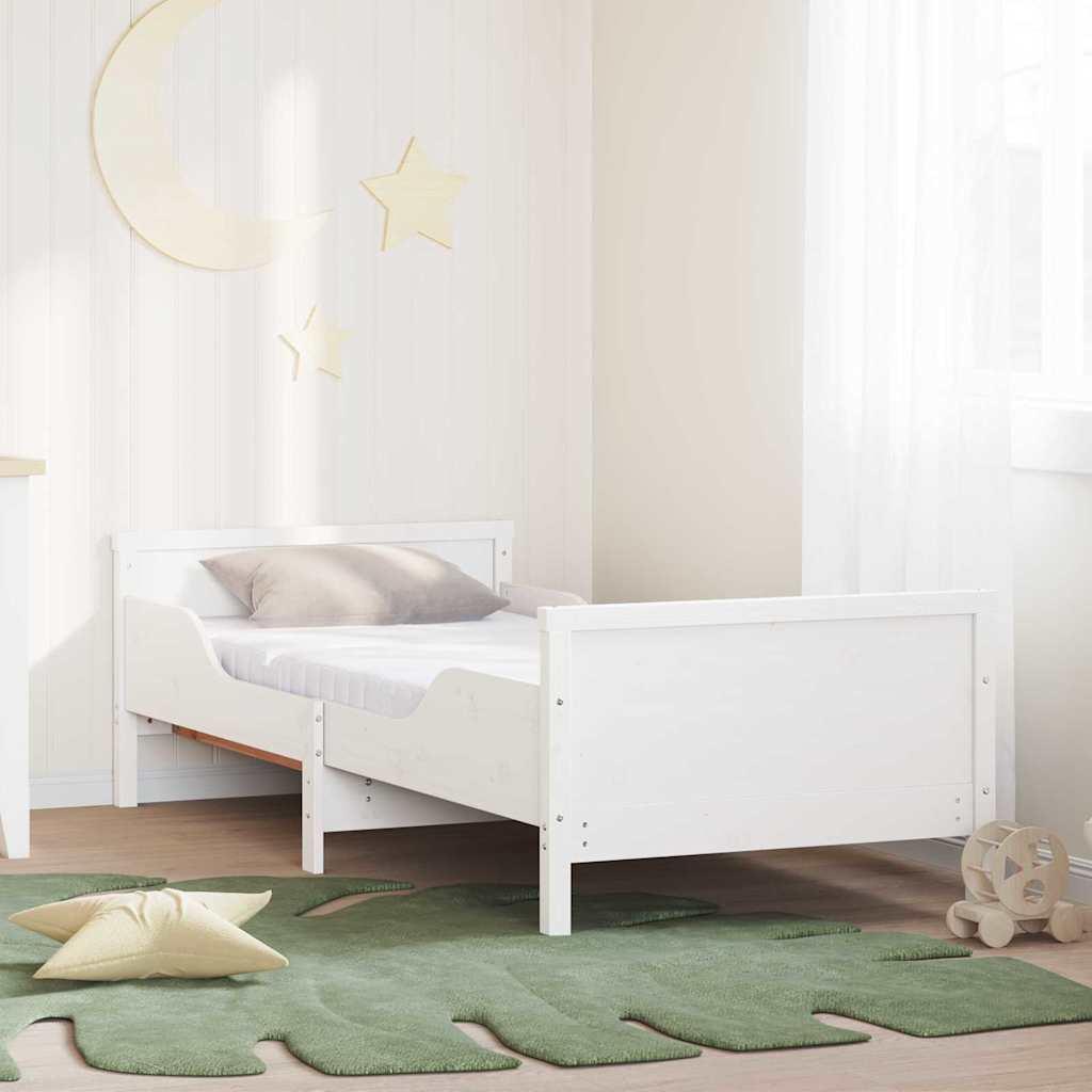 Sengestel med madras Hvid 80 x 200 cm Massiv fyrretræ billede