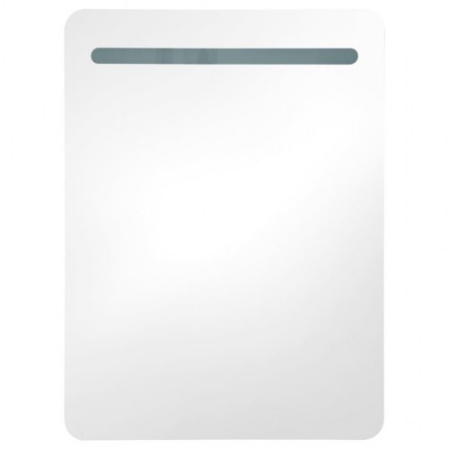 Badeværelsesskab med spejl + LED-lys 60x11x80 cm grå