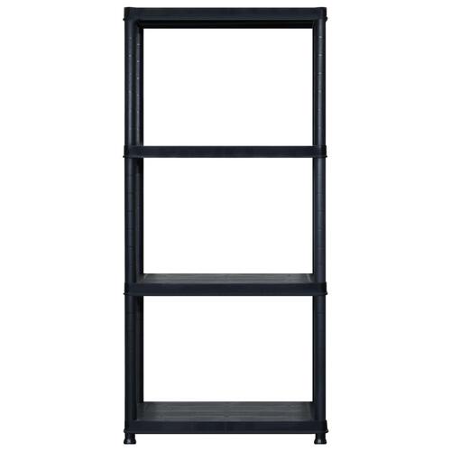 Opbevaringsreol 4 hylder 244x30,5x130 cm plastik sort