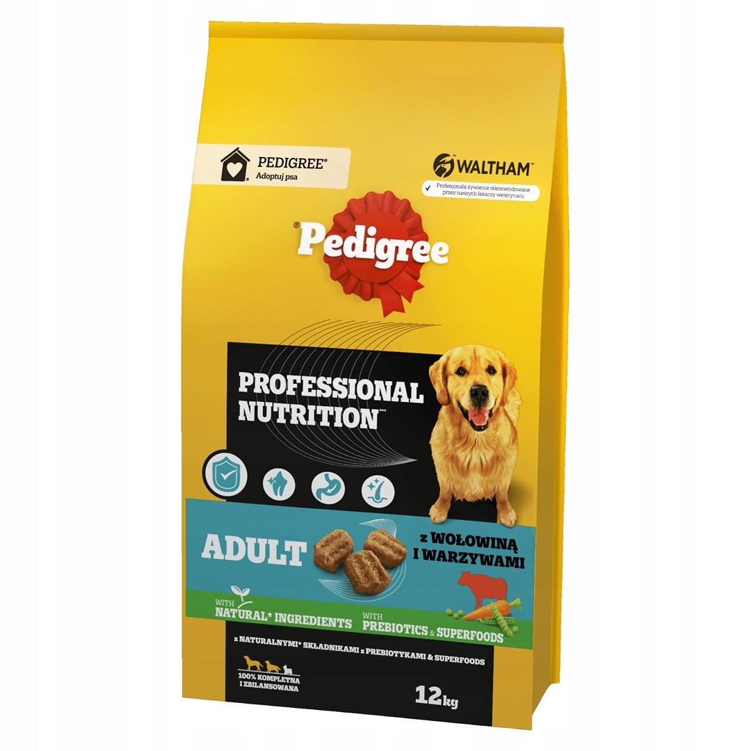 Hundefoder tørfoder Pedigree Professional Nutrition Adult med oksekød og grøntsager 12 kg (mellem & store racer) billede