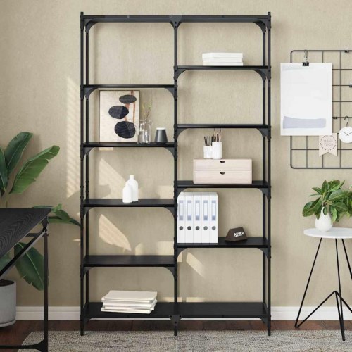 Bogreol med 9 hylder 100 x 32 x 170 cm - sort eg