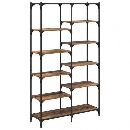 Bogreol 9 hylder - gammelt træ, 100 x 32 x 170 cm