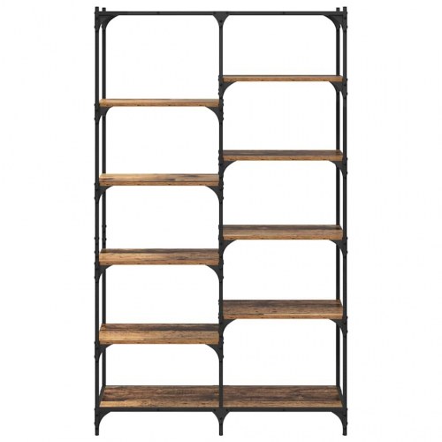 Bogreol 9 hylder - gammelt træ, 100 x 32 x 170 cm