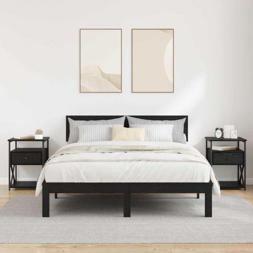Sengeborde 2 stk. sort eg 40 x 42 x 55 cm