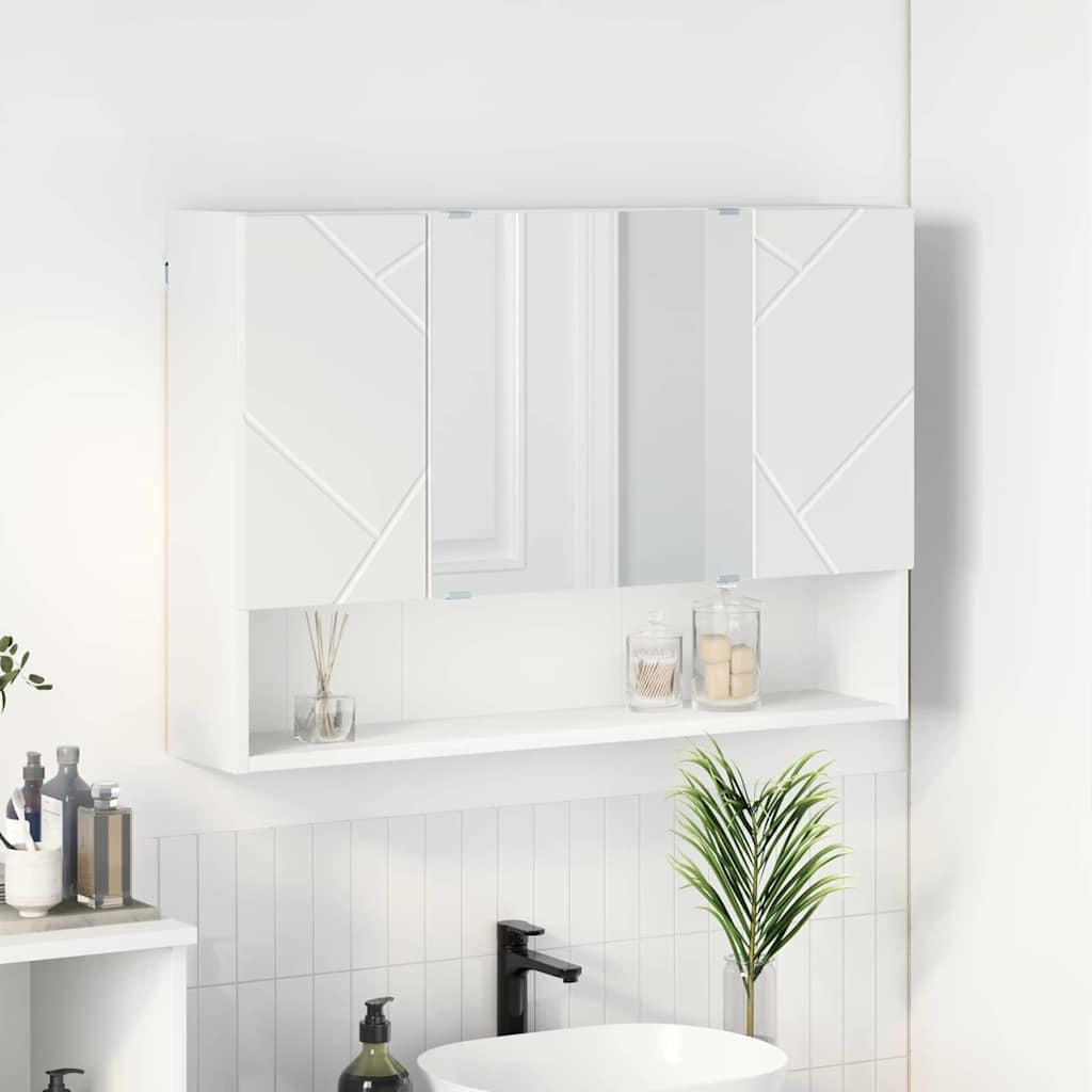 Badeværelsesspejlskab Hvid 80 x 17 x 55 cm Konstrueret træ billede