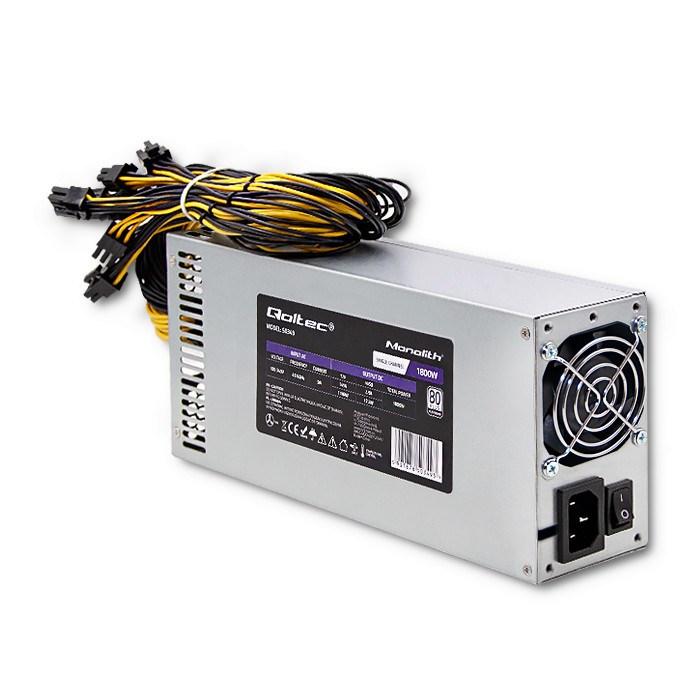 Strømforsyning Qoltec PCI‑E 1800 W 80 Plus Platinum - Game miner billede